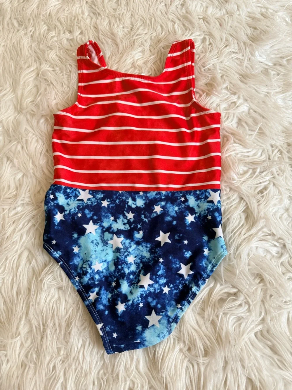 Cat & Jack Red Stripe and Navy Star Girls One-Piece Swimsuit